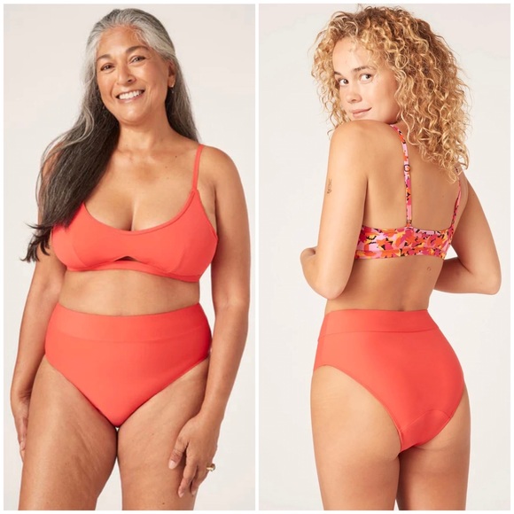 Modibodi Recycled Keyhole Crop Top + Hi-Waist Cheeky Briefs (Poppy Red) - Picture 1 of 6